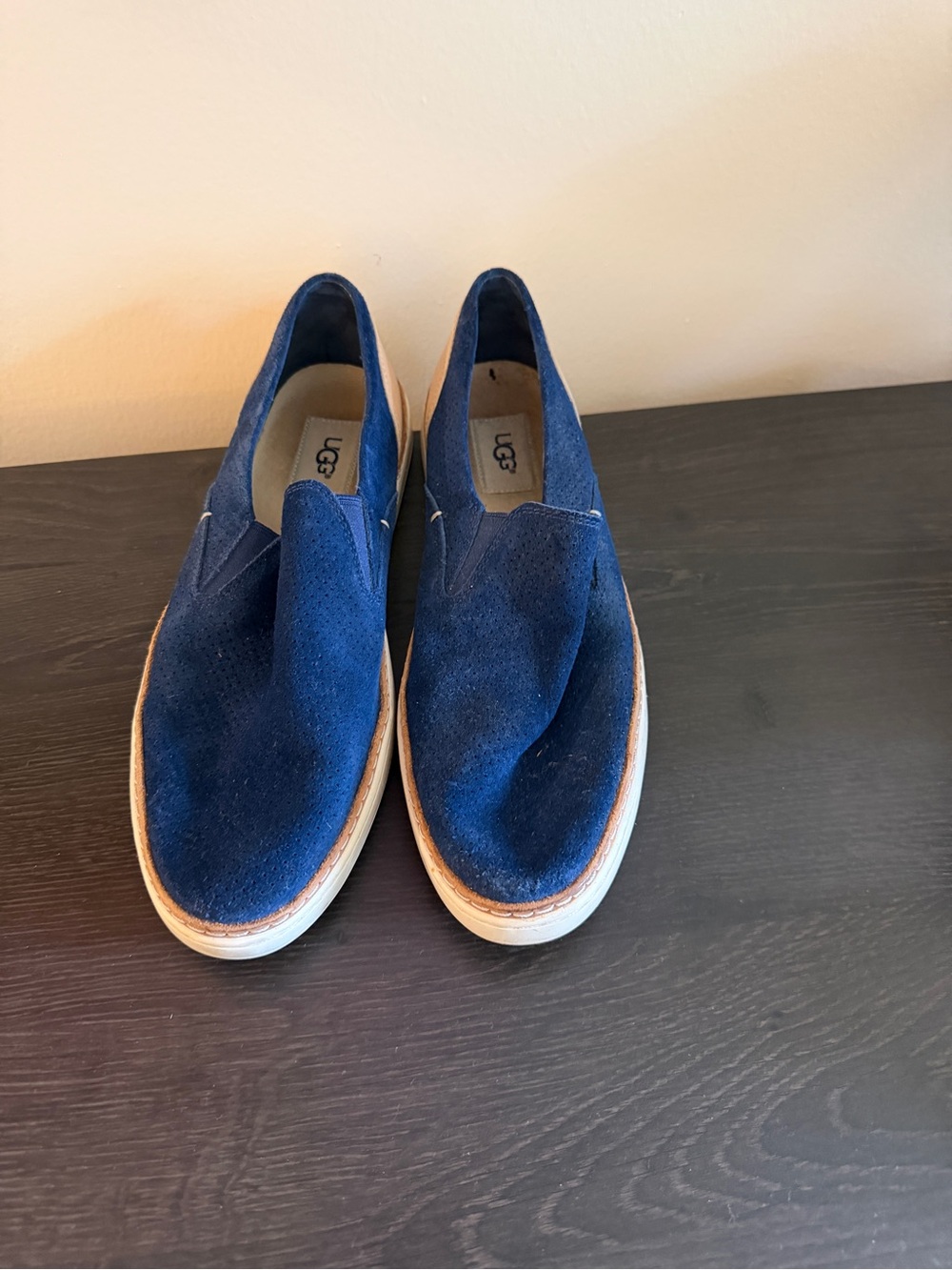 UGG Women's Navy Blue Suede Slip-On Loafers